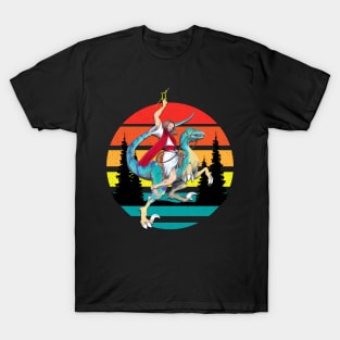 Vintage Jesus Riding Dinosaur T-Shirt